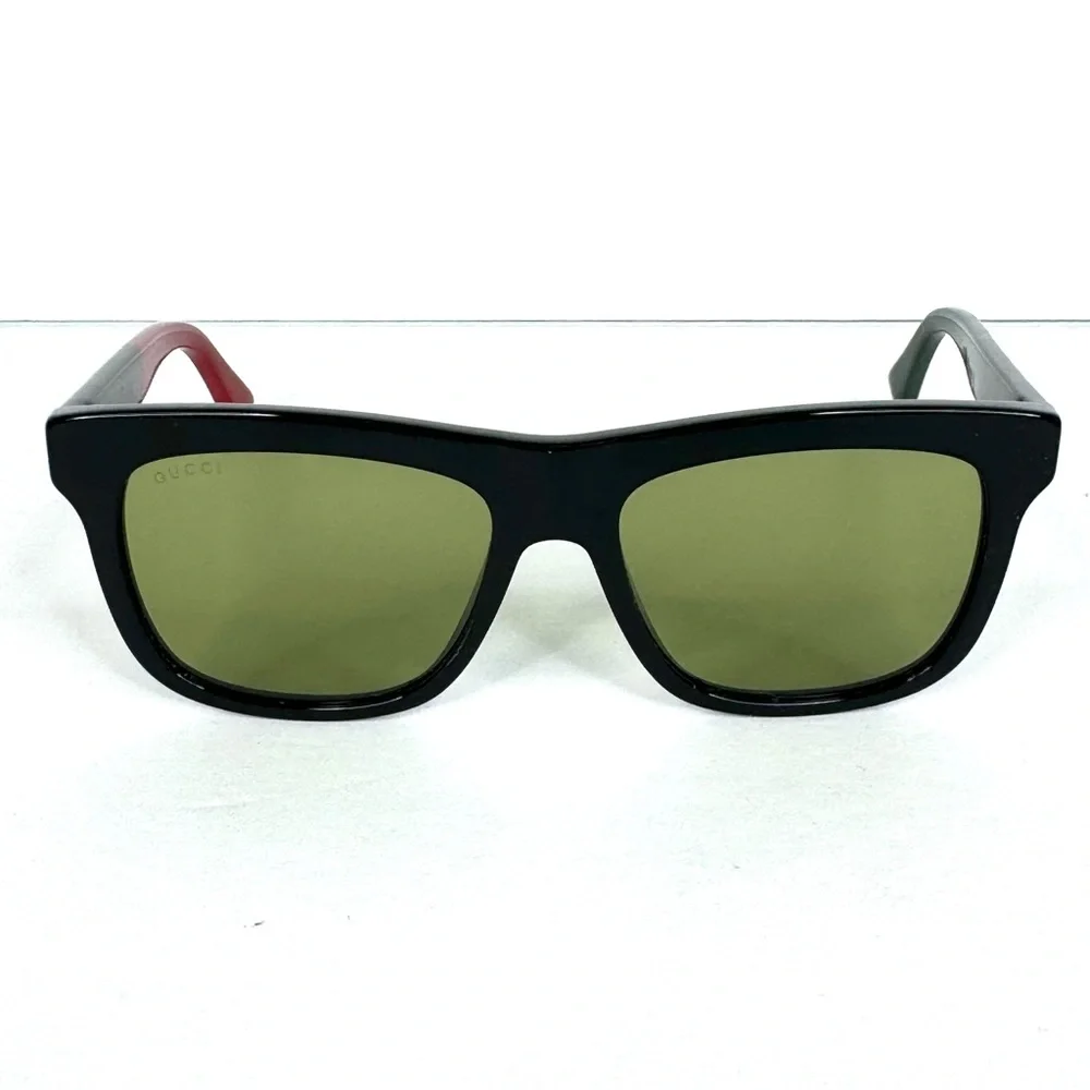 GUCCI Square Sunglasses NEW Black Red Green GG0158S 004 54 Made In Italy - Picture 3 of 16